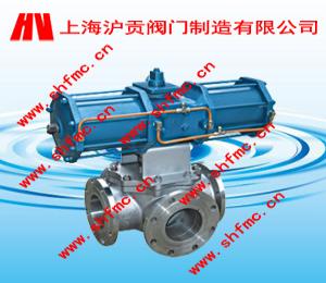 Q641F气动法兰式三通球阀-沪贡阀门